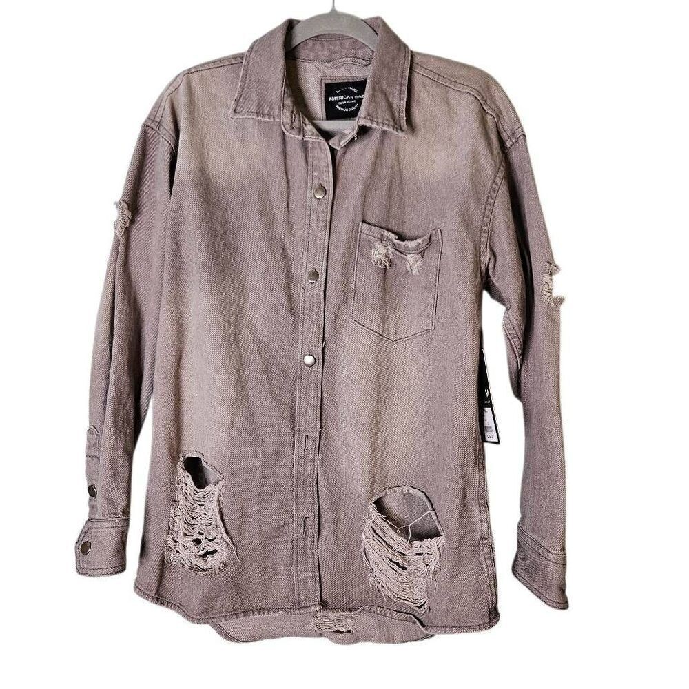 American Bazi mens gray denim shirt jacket. Size M. NWT.